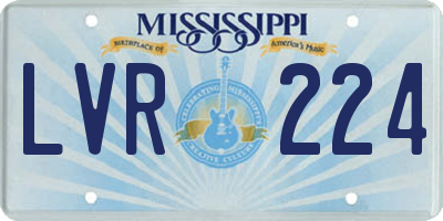 MS license plate LVR224