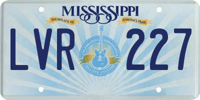 MS license plate LVR227