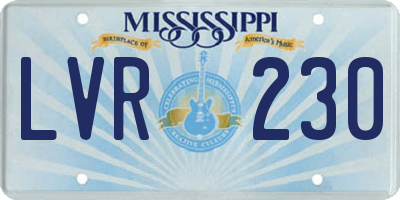 MS license plate LVR230