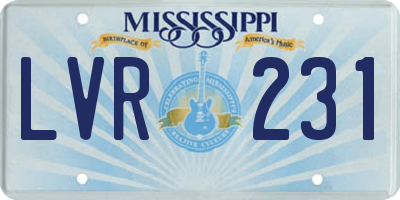 MS license plate LVR231