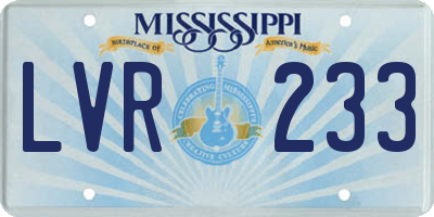 MS license plate LVR233