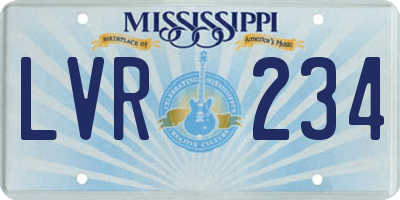 MS license plate LVR234