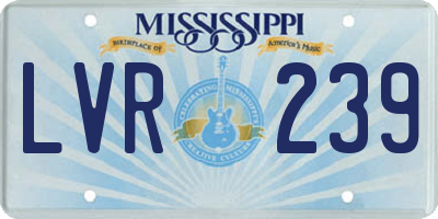 MS license plate LVR239