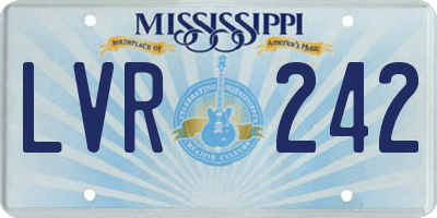 MS license plate LVR242