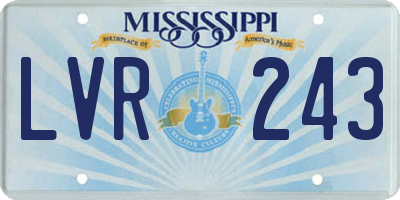 MS license plate LVR243