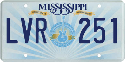 MS license plate LVR251
