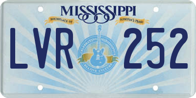 MS license plate LVR252
