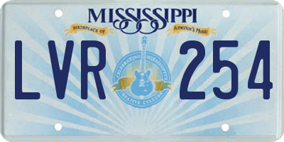 MS license plate LVR254