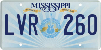 MS license plate LVR260
