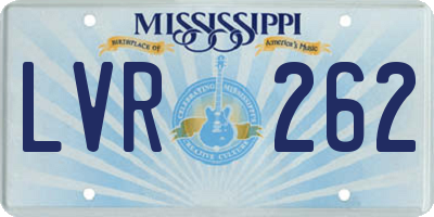 MS license plate LVR262