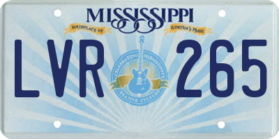 MS license plate LVR265