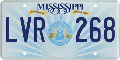 MS license plate LVR268