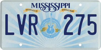 MS license plate LVR275