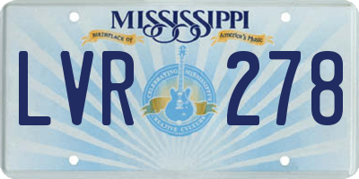 MS license plate LVR278
