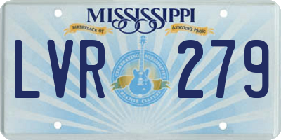 MS license plate LVR279