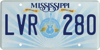MS license plate LVR280