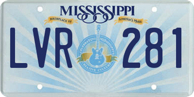 MS license plate LVR281