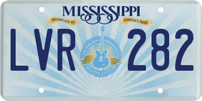 MS license plate LVR282