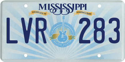 MS license plate LVR283