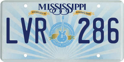 MS license plate LVR286