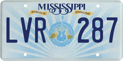 MS license plate LVR287