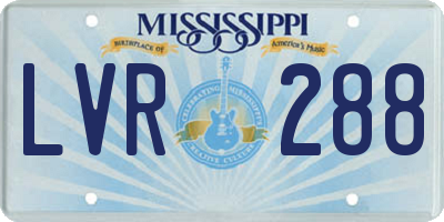 MS license plate LVR288