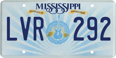 MS license plate LVR292
