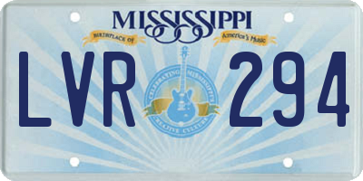 MS license plate LVR294