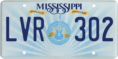 MS license plate LVR302