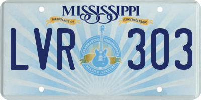 MS license plate LVR303
