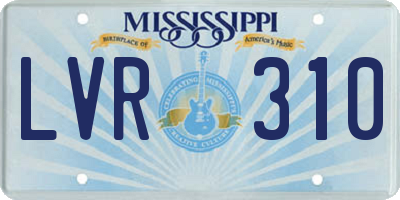 MS license plate LVR310