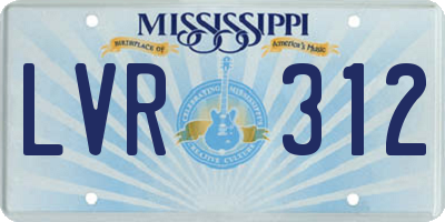 MS license plate LVR312