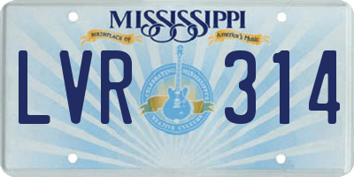 MS license plate LVR314
