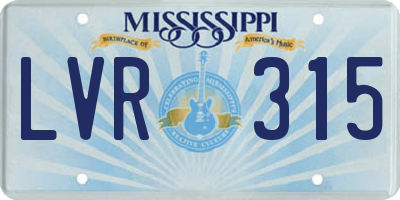 MS license plate LVR315