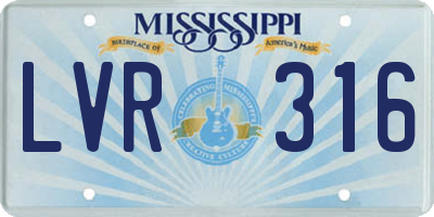 MS license plate LVR316