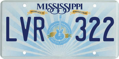 MS license plate LVR322