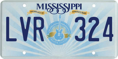 MS license plate LVR324
