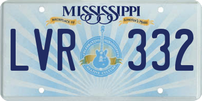 MS license plate LVR332