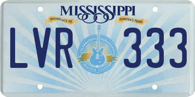 MS license plate LVR333