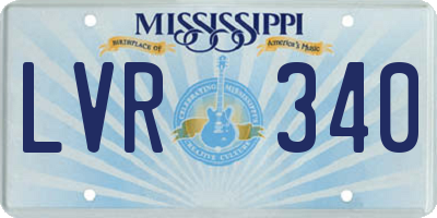 MS license plate LVR340