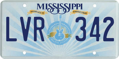 MS license plate LVR342