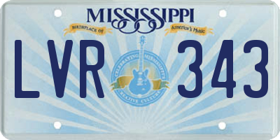 MS license plate LVR343