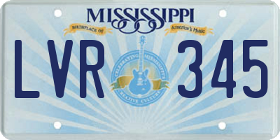 MS license plate LVR345