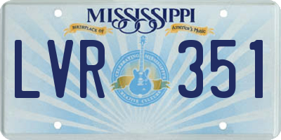 MS license plate LVR351