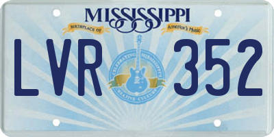 MS license plate LVR352