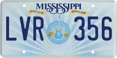 MS license plate LVR356