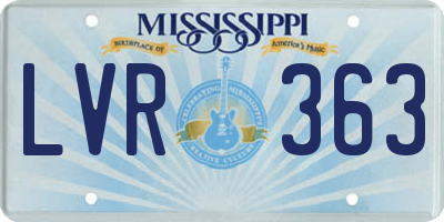 MS license plate LVR363