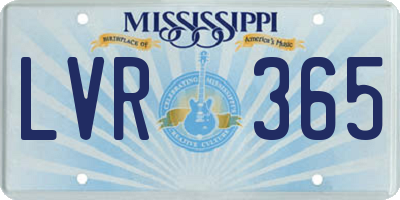 MS license plate LVR365
