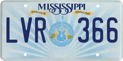 MS license plate LVR366