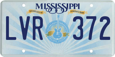 MS license plate LVR372